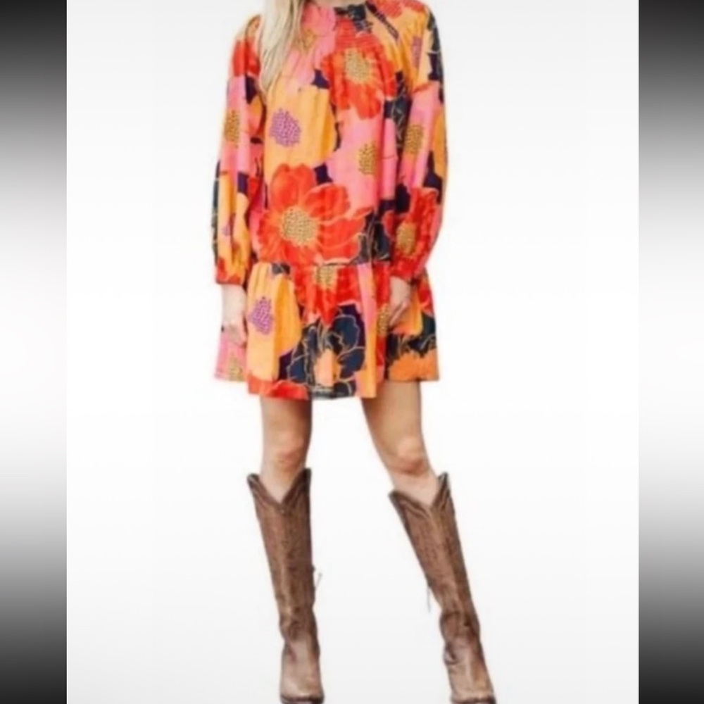 J Marie Floral Smocked Neck Dress - Picture 4 of 9